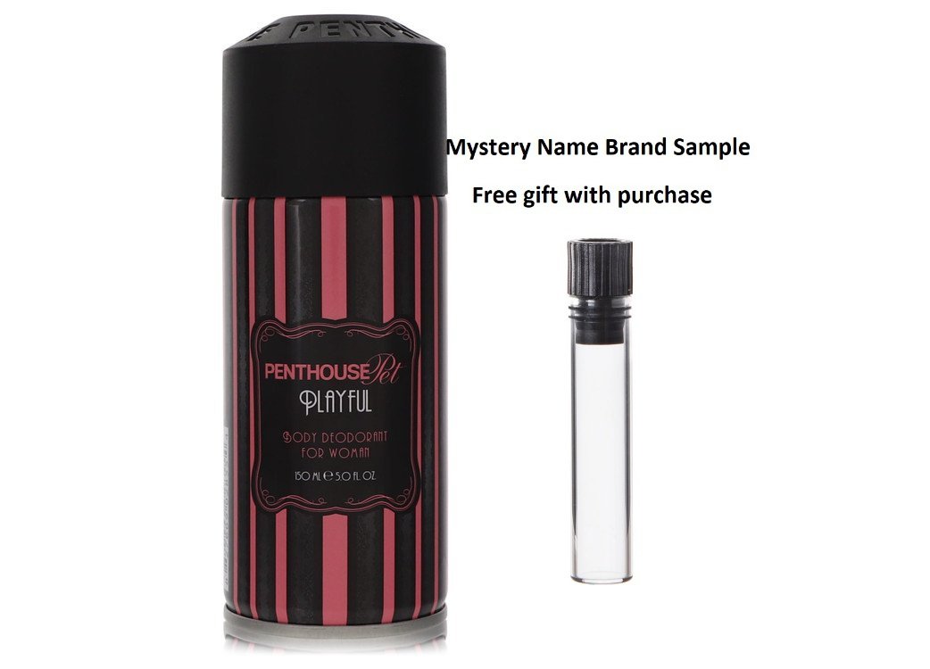 Penthouse Playful by Penthouse Deodorant Spray 5 oz And a Mystery Name brand sample vile