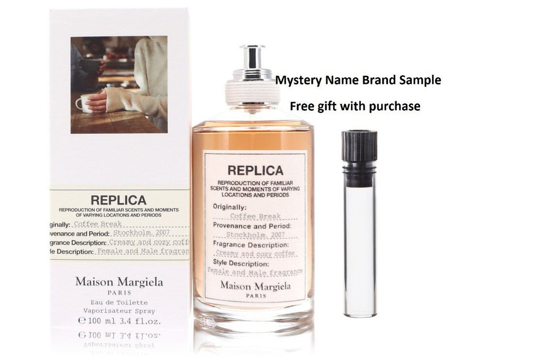 Replica Coffee Break by Maison Margiela Eau De Toilette Spray (Unisex) 3.4 oz And a Mystery Name brand sample vile