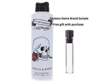 Skulls & Roses by Christian Audigier Deodorant Spray 6 oz And a Mystery Name brand sample vile