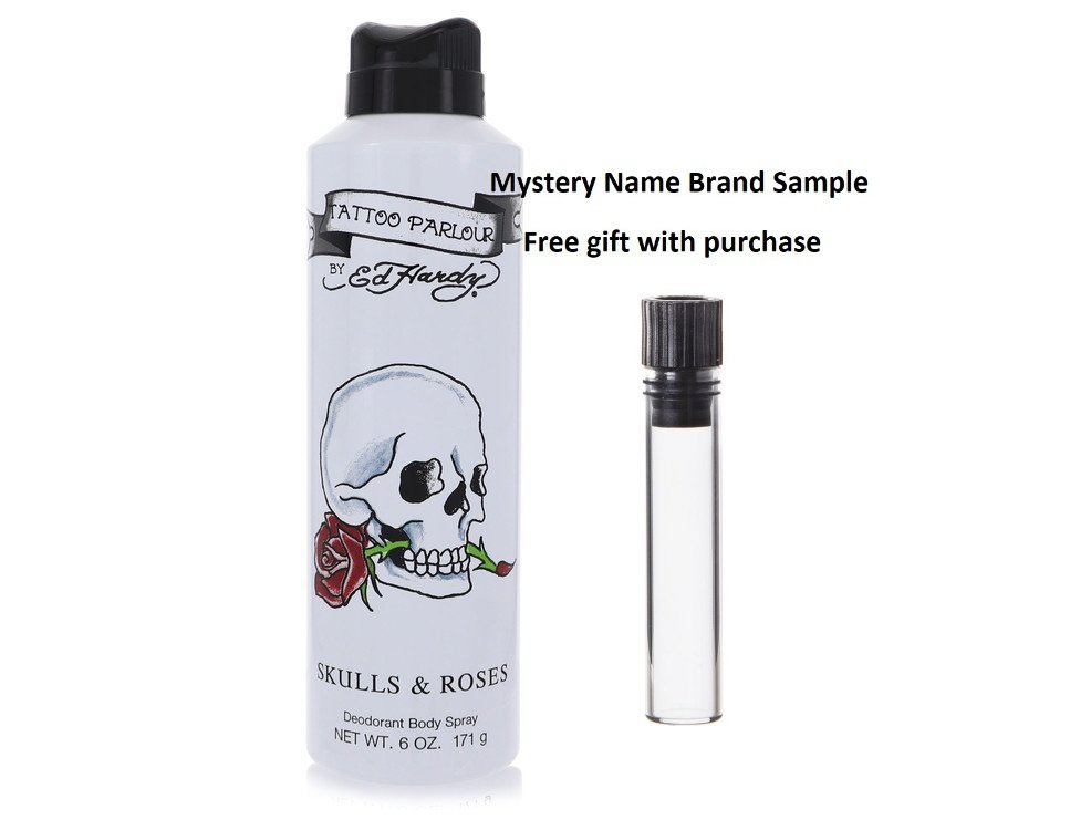 Skulls & Roses by Christian Audigier Deodorant Spray 6 oz And a Mystery Name brand sample vile