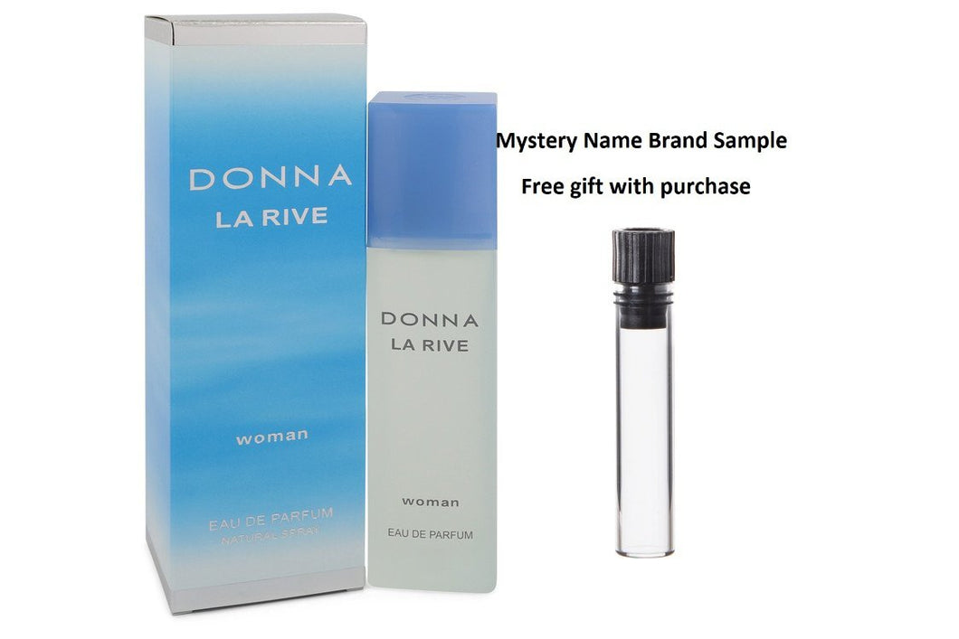 La Rive Donna by La Rive Eau De Parfum Spray 3 oz And a Mystery Name brand sample vile