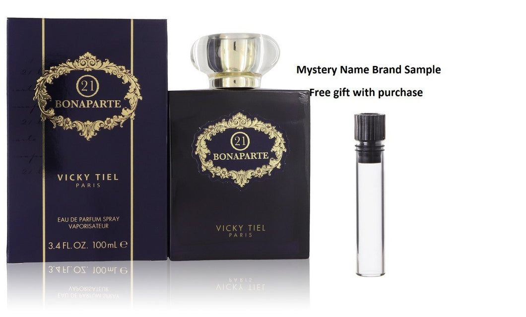 Bonaparte 21 by Vicky Tiel Eau De Parfum Spray 3.4 oz And a Mystery Name brand sample vile