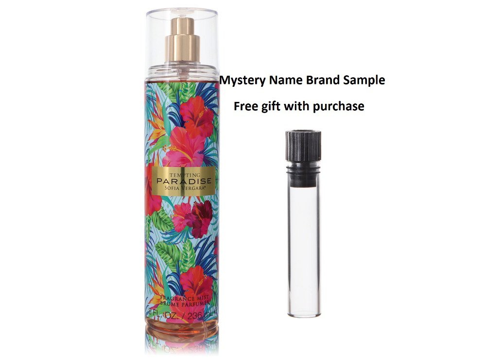 Sofia Vergara Tempting Paradise by Sofia Vergara Body Mist 8 oz And a Mystery Name brand sample vile