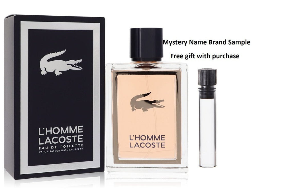 Lacoste L'homme by Lacoste Eau De Toilette Spray 3.3 oz And a Mystery Name brand sample vile